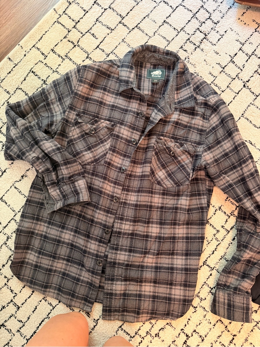 Classic Men's Gray & Blue Plaid Flannel Shirt - M